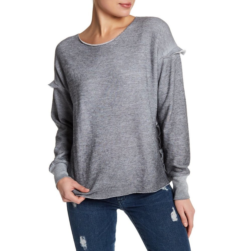 Wildfox Adri Heather Burnout Ruffle Sleeve Sweater